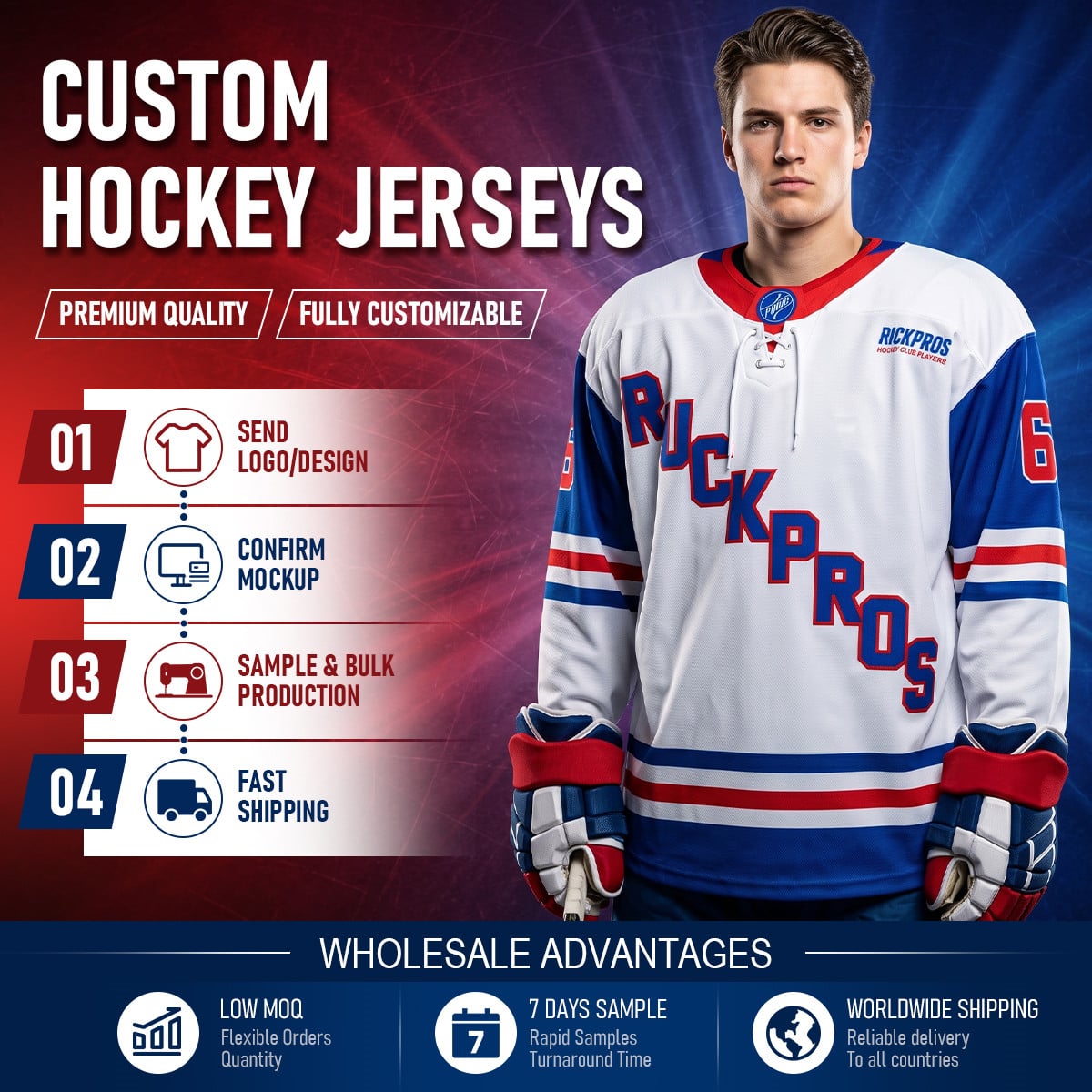 Full Sublimated Game Hockey Jersey 220gsm Custom Team Uniform