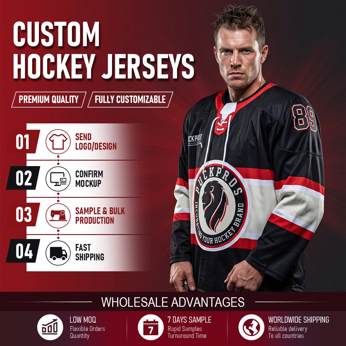 Full Sublimated Game Hockey Jersey 220gsm Custom Team Uniform