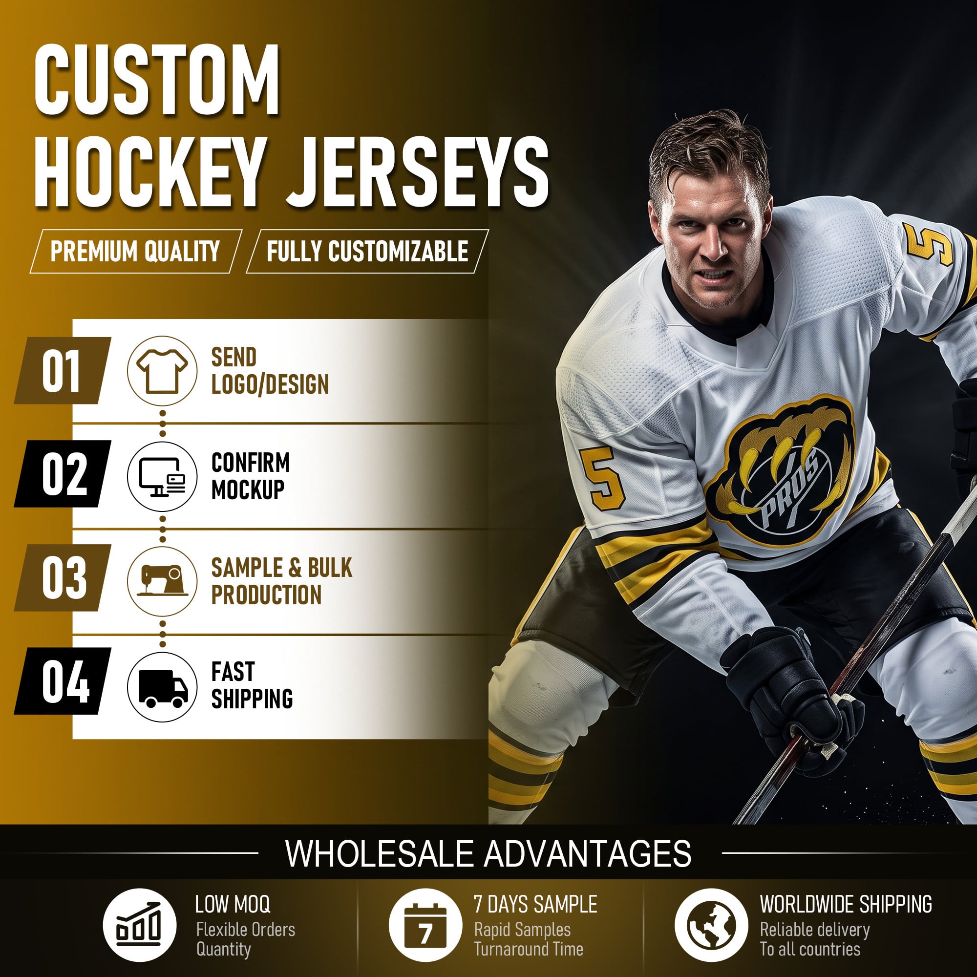 Full Sublimated Elite Ice Hockey Jersey AD Style Custom