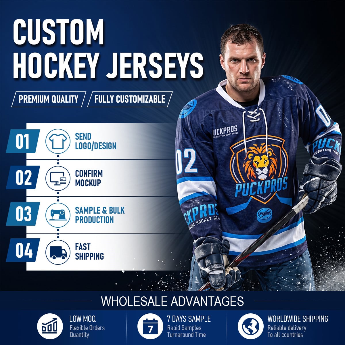 Full Sublimated Game Hockey Jersey 220gsm Custom Team Uniform