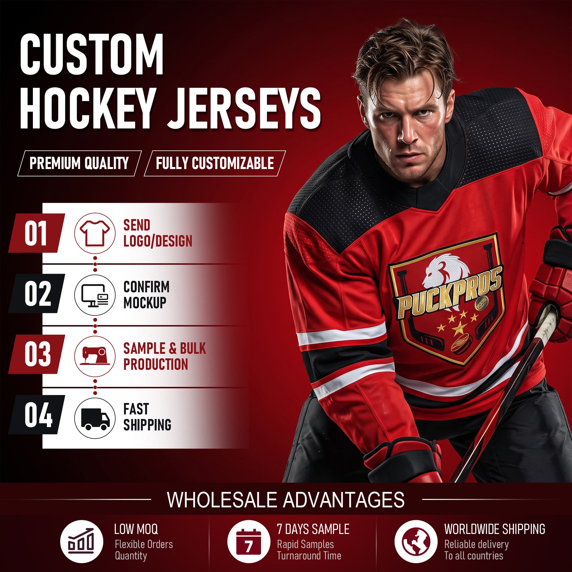 Full Sublimated Elite Ice Hockey Jersey AD Style Custom