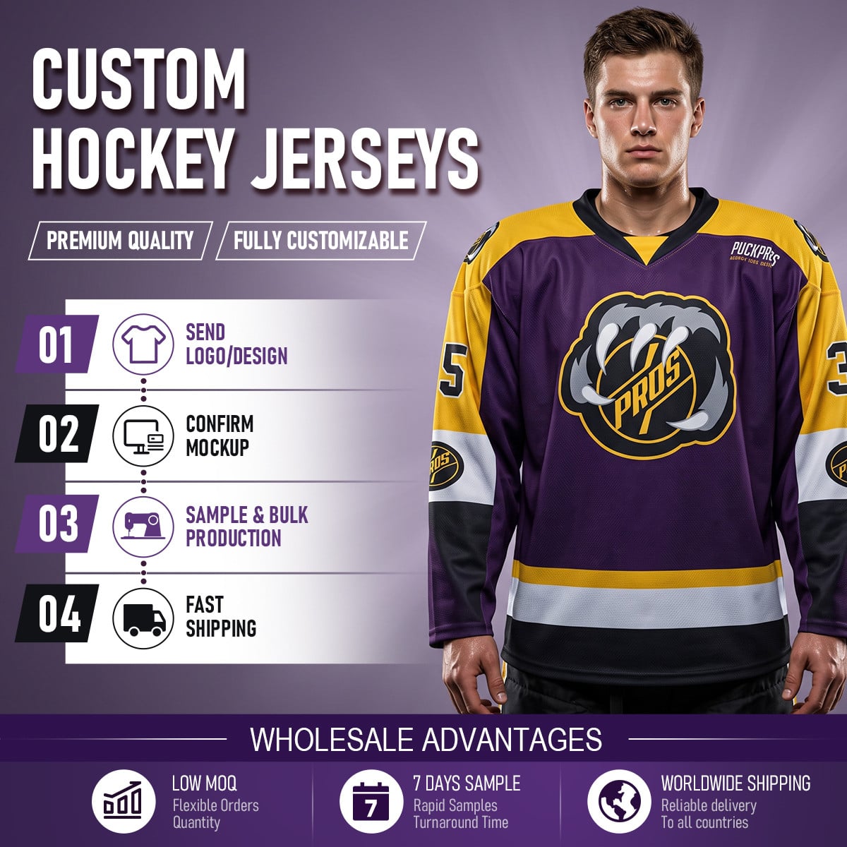 Full Sublimated Game Hockey Jersey 220gsm Custom Team Uniform
