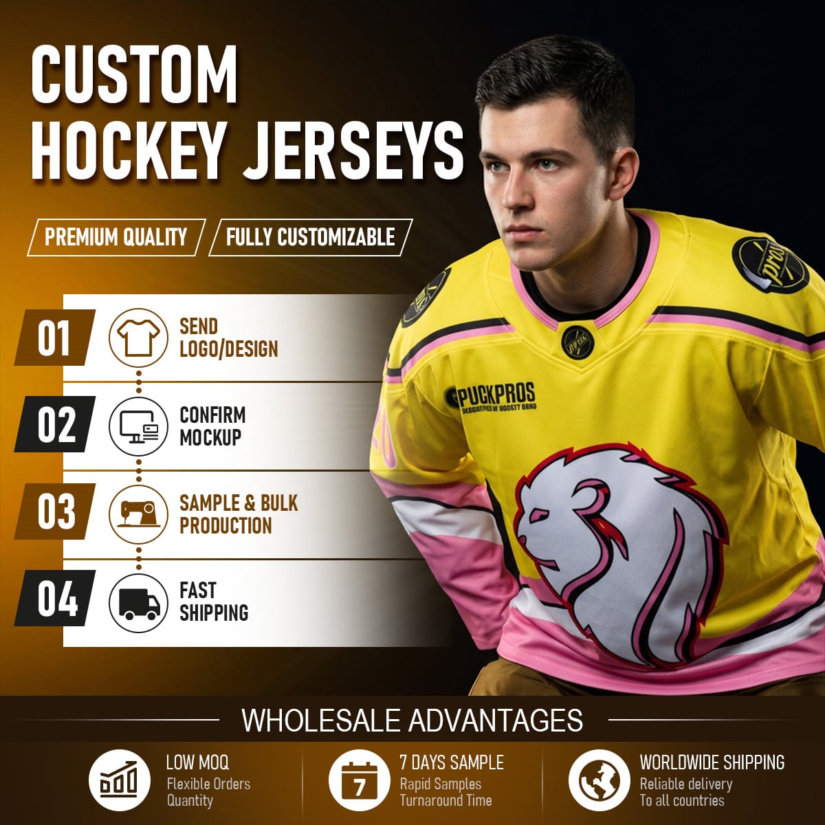 Full Sublimated Fan Jersey 160gsm 100% Polyester Custom Team Ice Hockey