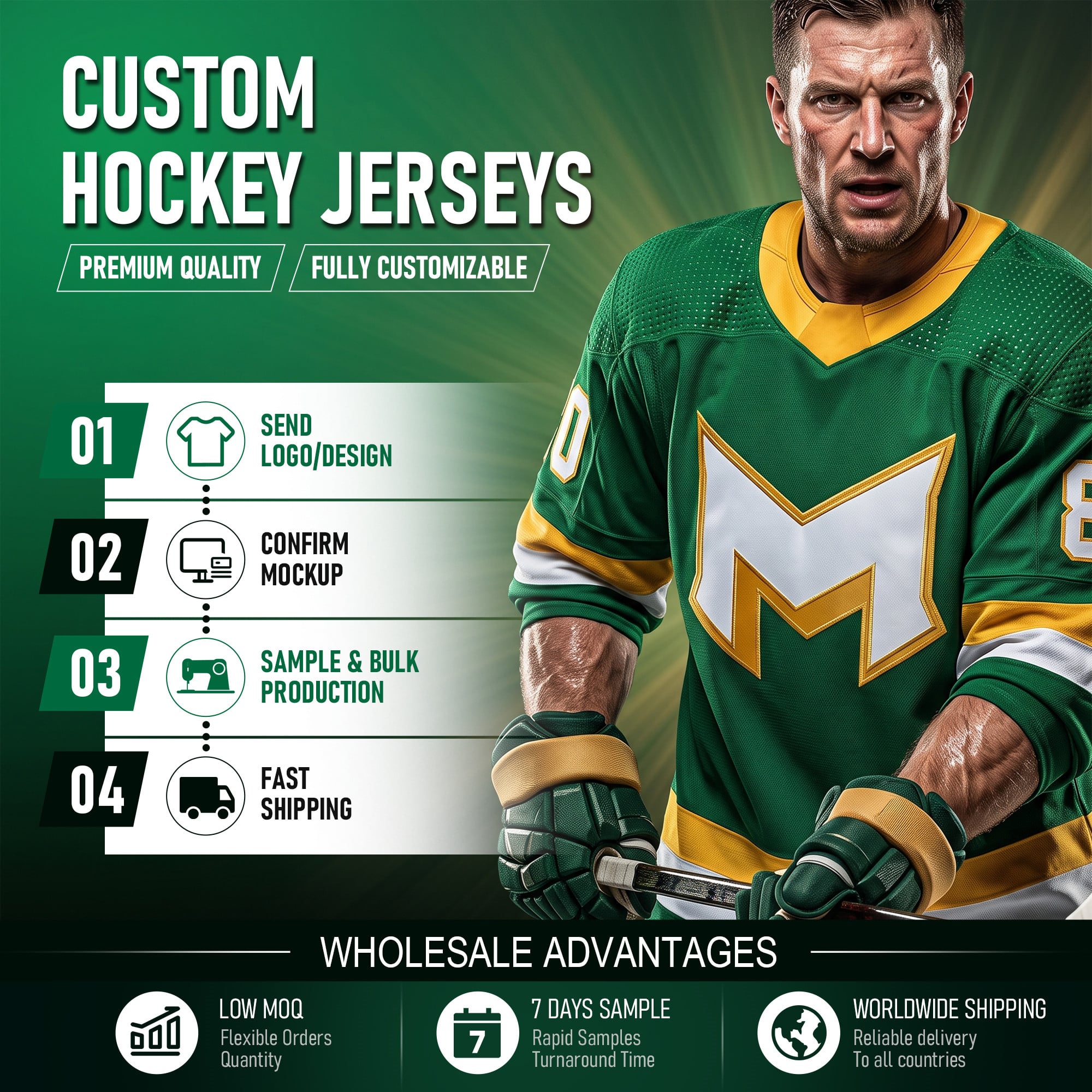Full Sublimated Elite Ice Hockey Jersey AD Style Custom