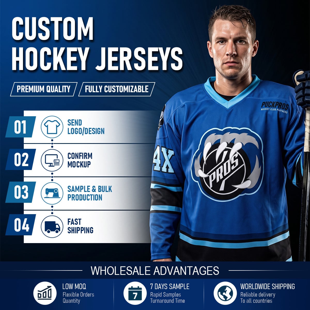 Full Sublimated Game Hockey Jersey 220gsm Custom Team Uniform