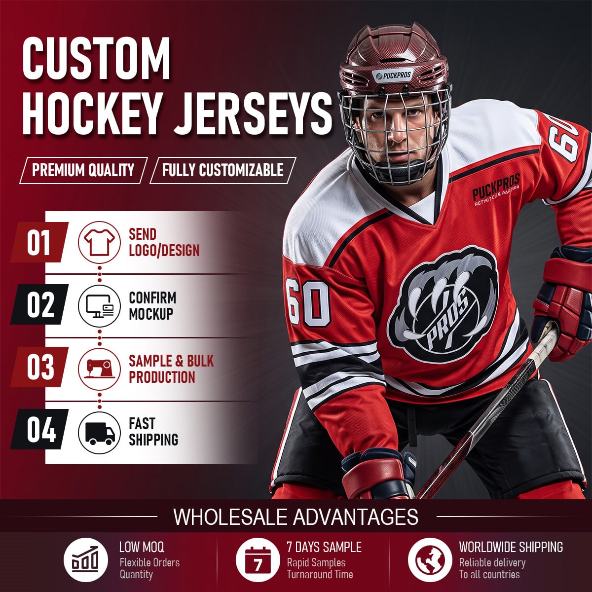 Full Sublimated Game Hockey Jersey 220gsm Custom Team Uniform