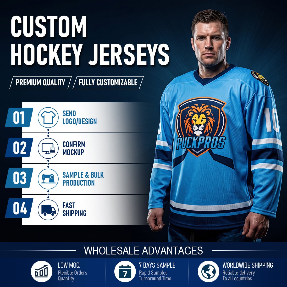 Full Sublimated Game Hockey Jersey 220gsm Custom Team Uniform