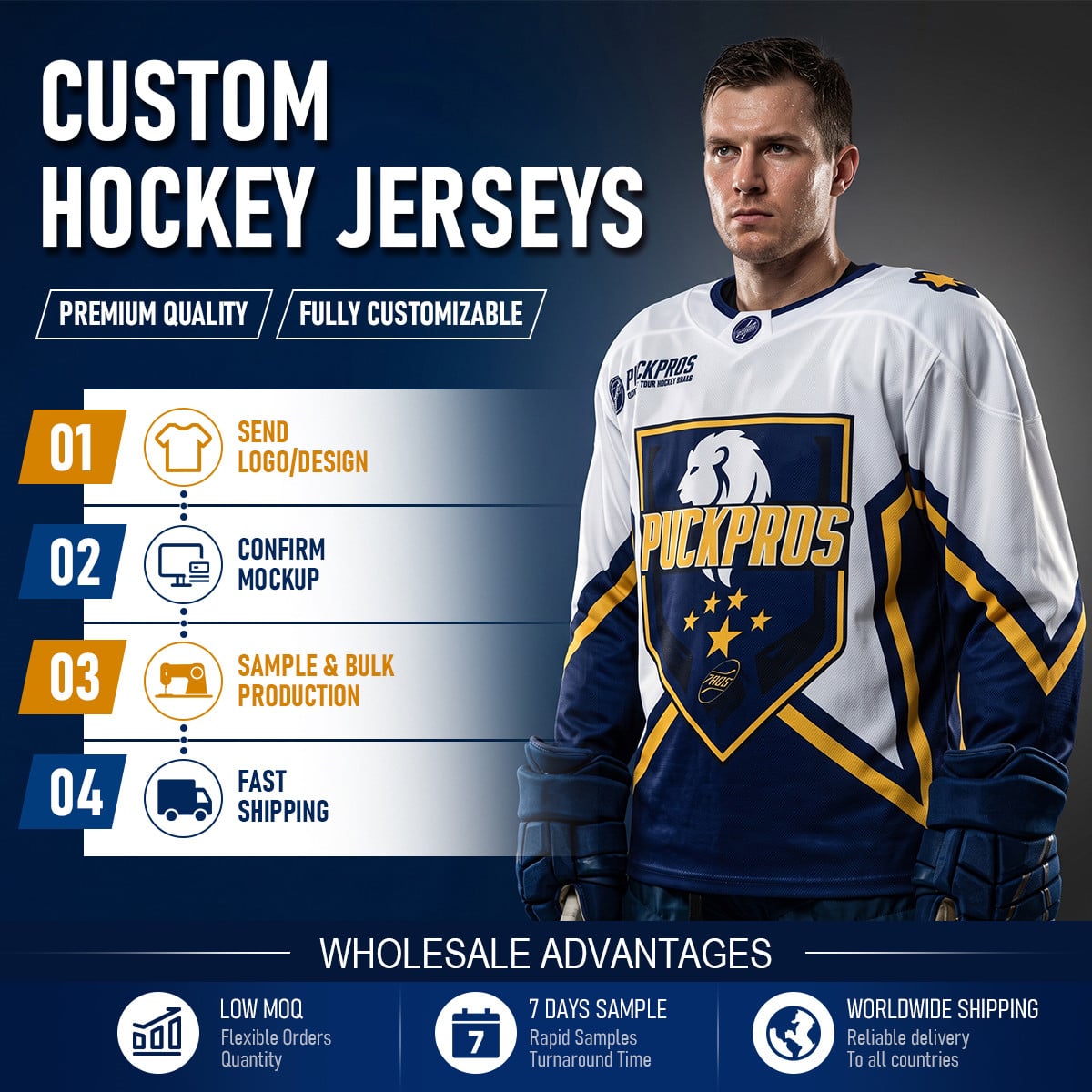 Full Sublimated Fan Jersey 160gsm 100% Polyester Custom Team Ice Hockey
