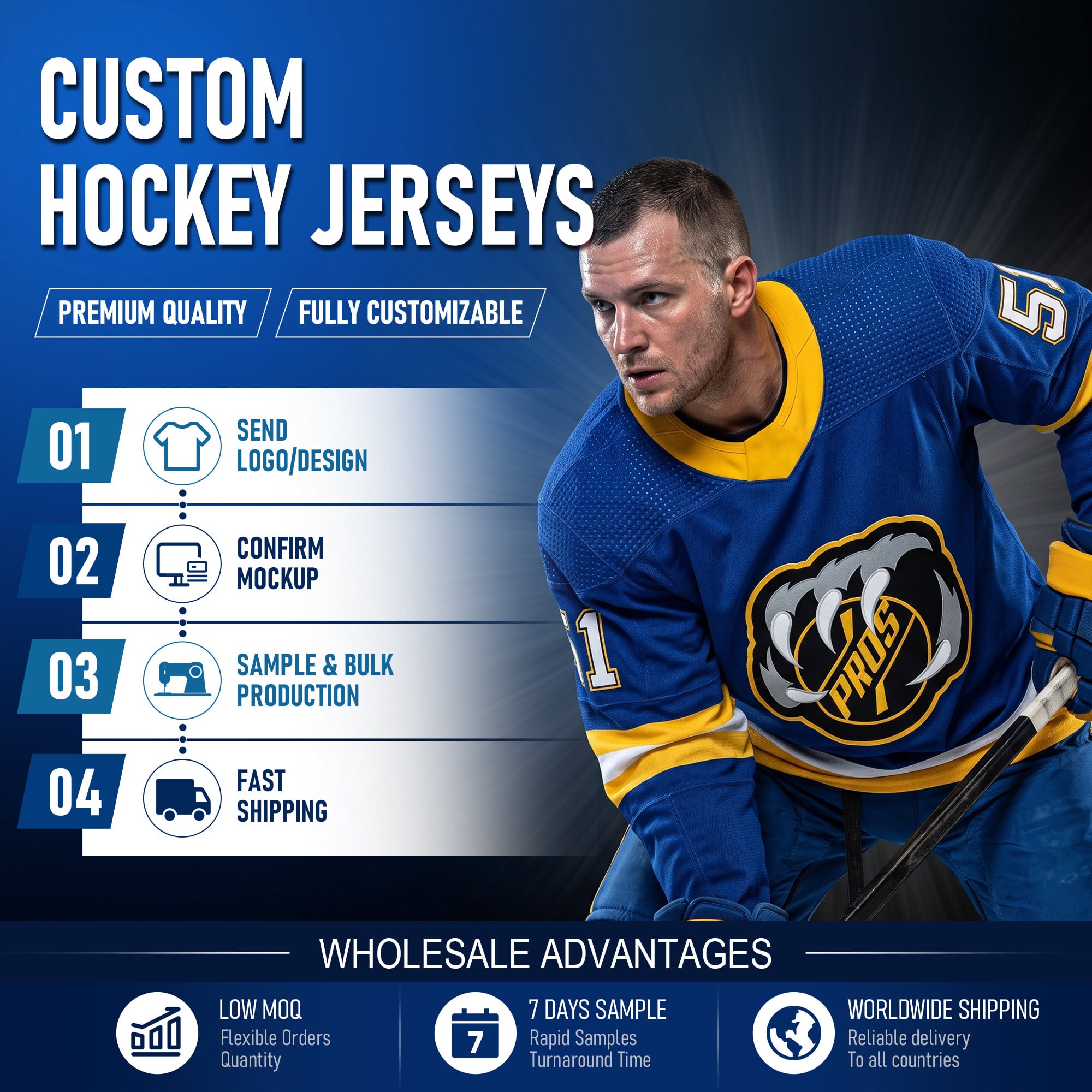 Full Sublimated Elite Ice Hockey Jersey AD Style Custom