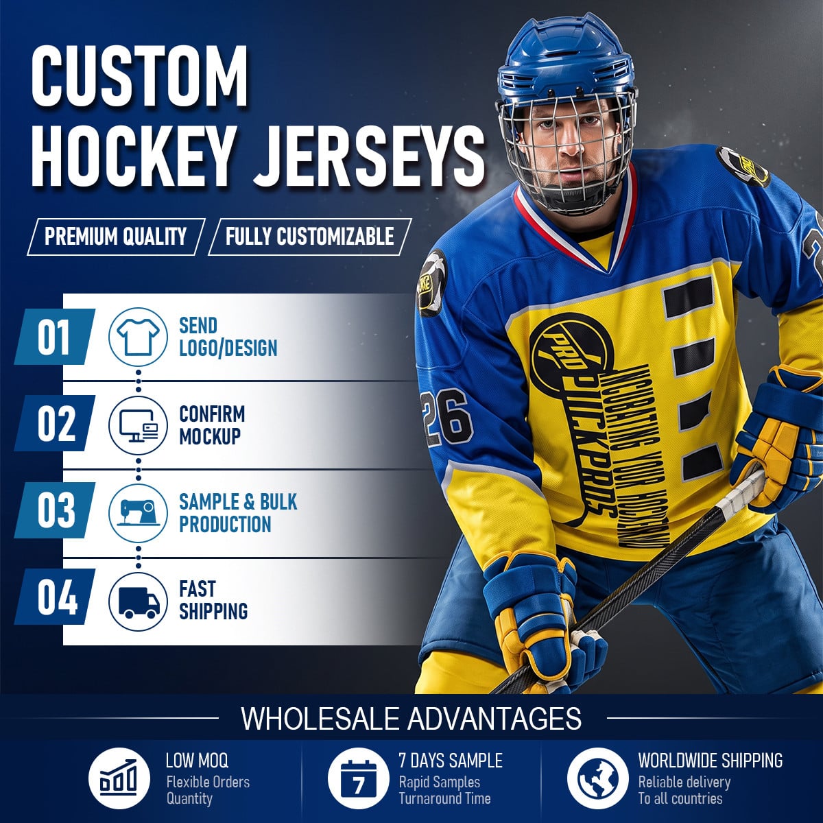 Full Sublimated Game Hockey Jersey 220gsm Custom Team Uniform