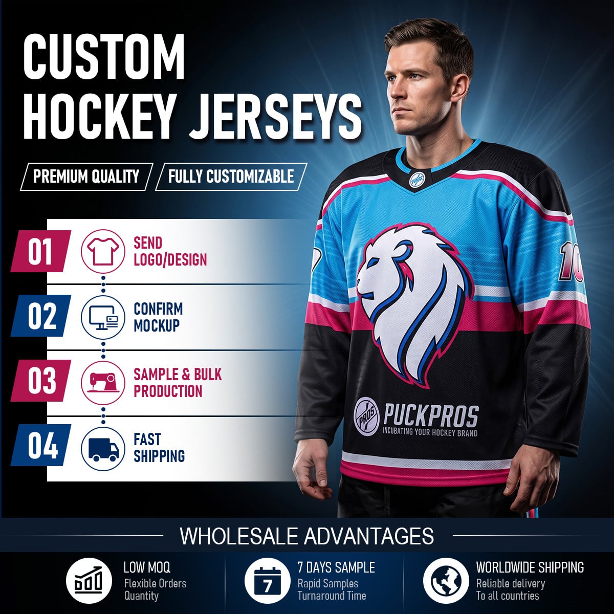 Full Sublimated Fan Jersey 160gsm 100% Polyester Custom Team Ice Hockey