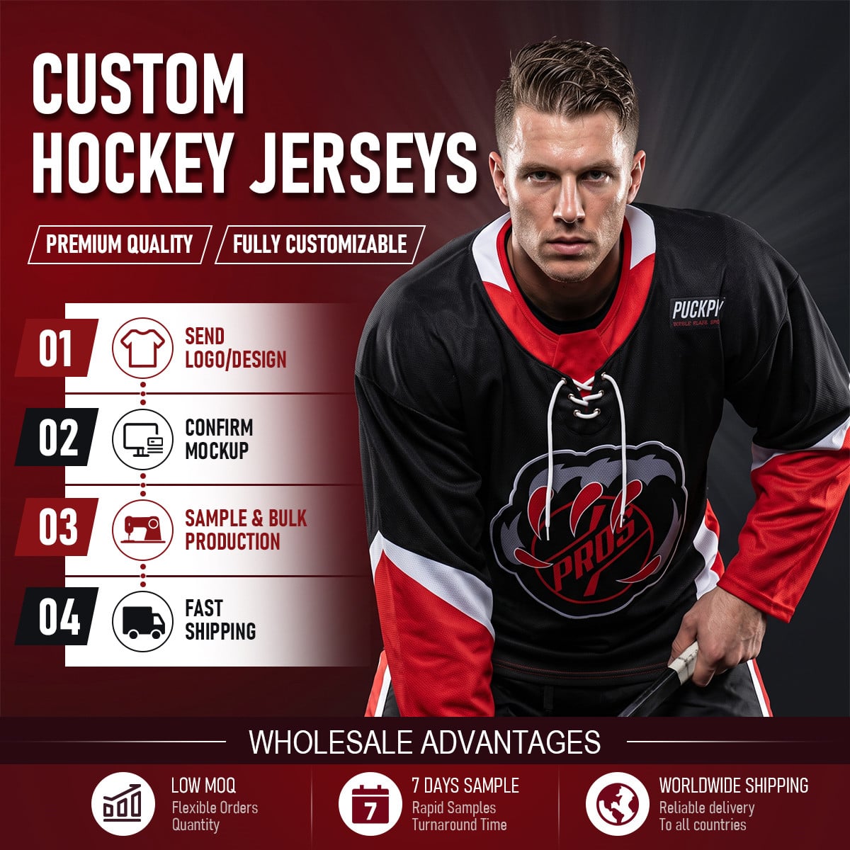 Full Sublimated Game Hockey Jersey 220gsm Custom Team Uniform