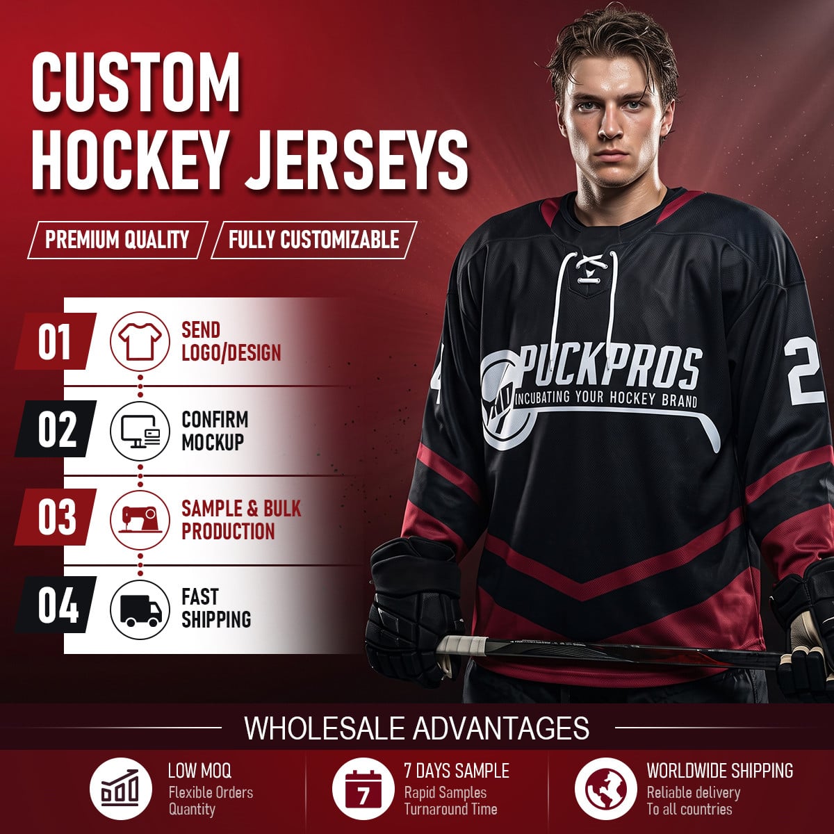 Full Sublimated Game Hockey Jersey 220gsm Custom Team Uniform