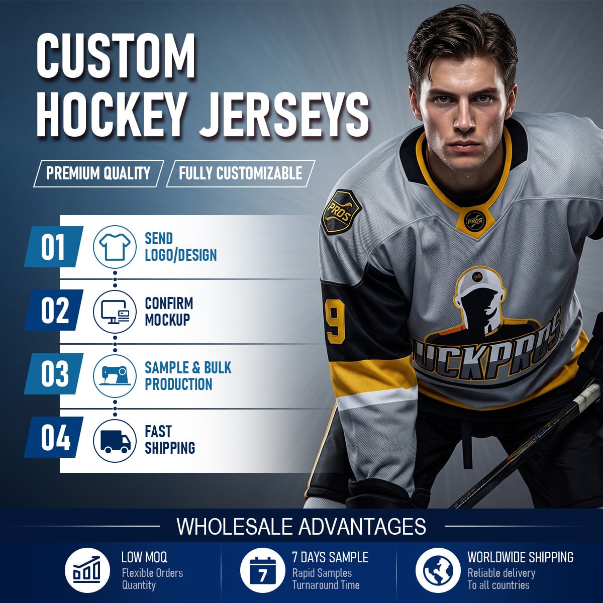 Full Sublimated Game Hockey Jersey 220gsm Custom Team Uniform