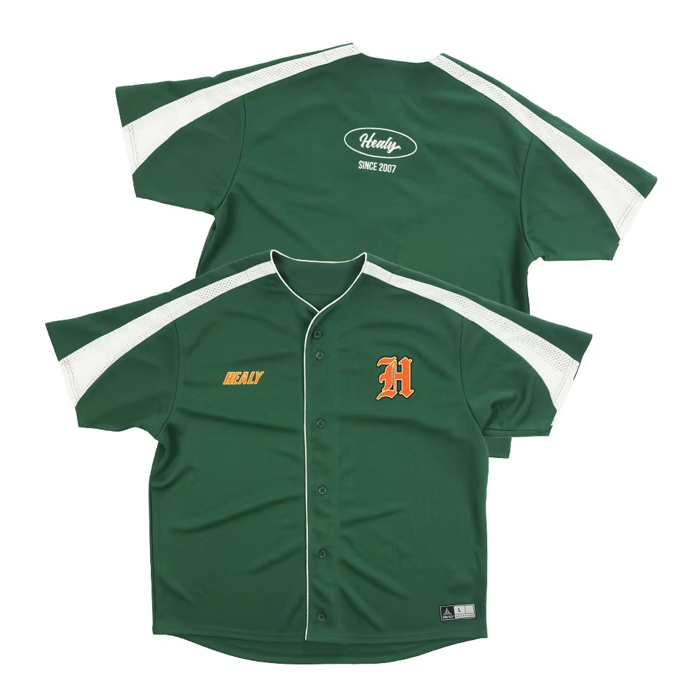 HEALY přizpůsobitelná baseballová košile s knoflíky vpředu – retro sportovní košile – premium sportovní unifomní vrchní oděv pro sportovní týmy