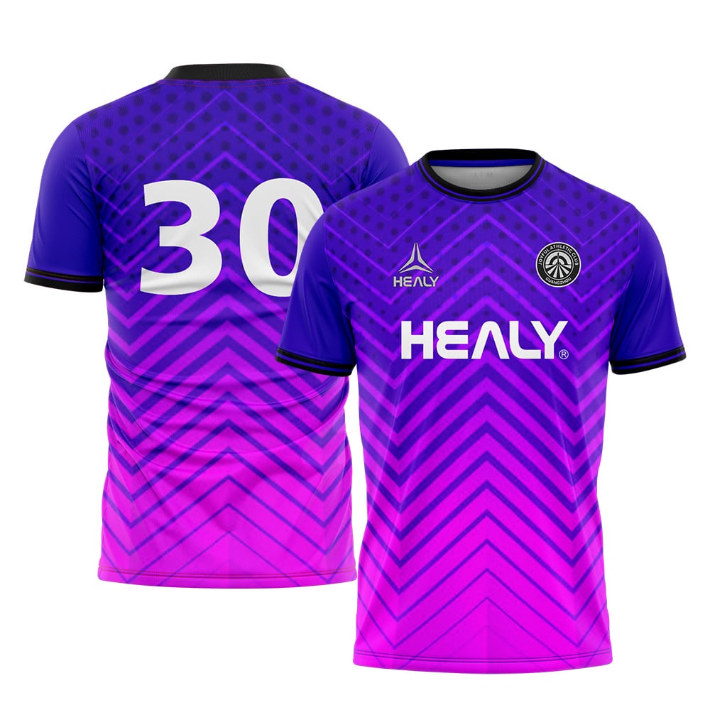 HEALY módní fotbalový dres 100 % polyesterové fotbalové tričko z dýchavého materiálu, sportovní tričko pro dospělé, unifomní fialové až růžové