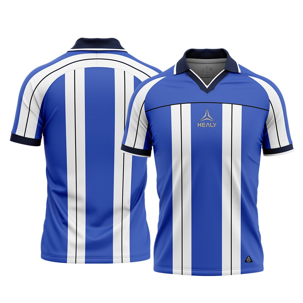 Velkoobchodní retro fotbalový dres se stylovým pruhovaným designem, lehké fotbalové tričko, pohodlné a odolné polokošile pro muže