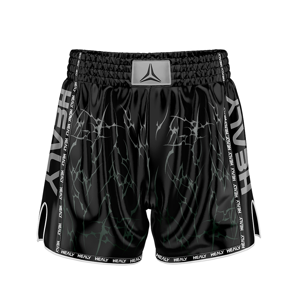 Individuální boxerky pro box s černým logem – vysoce kvalitní, rychle suché, dýchací, lehké boxerky z elastanu a polyesteru pro trénink MMA