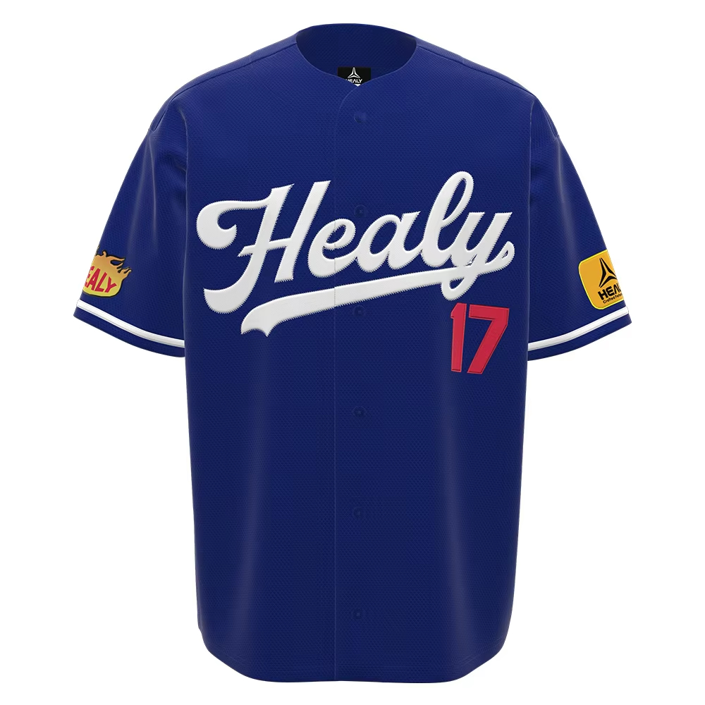 Basebalový džerzí z husté síťové látky s motivem včelího plástu, rychle suchnoucí, trendový retro sportovní dres s knoflíky, unisex krátký modrý venkovní svršek