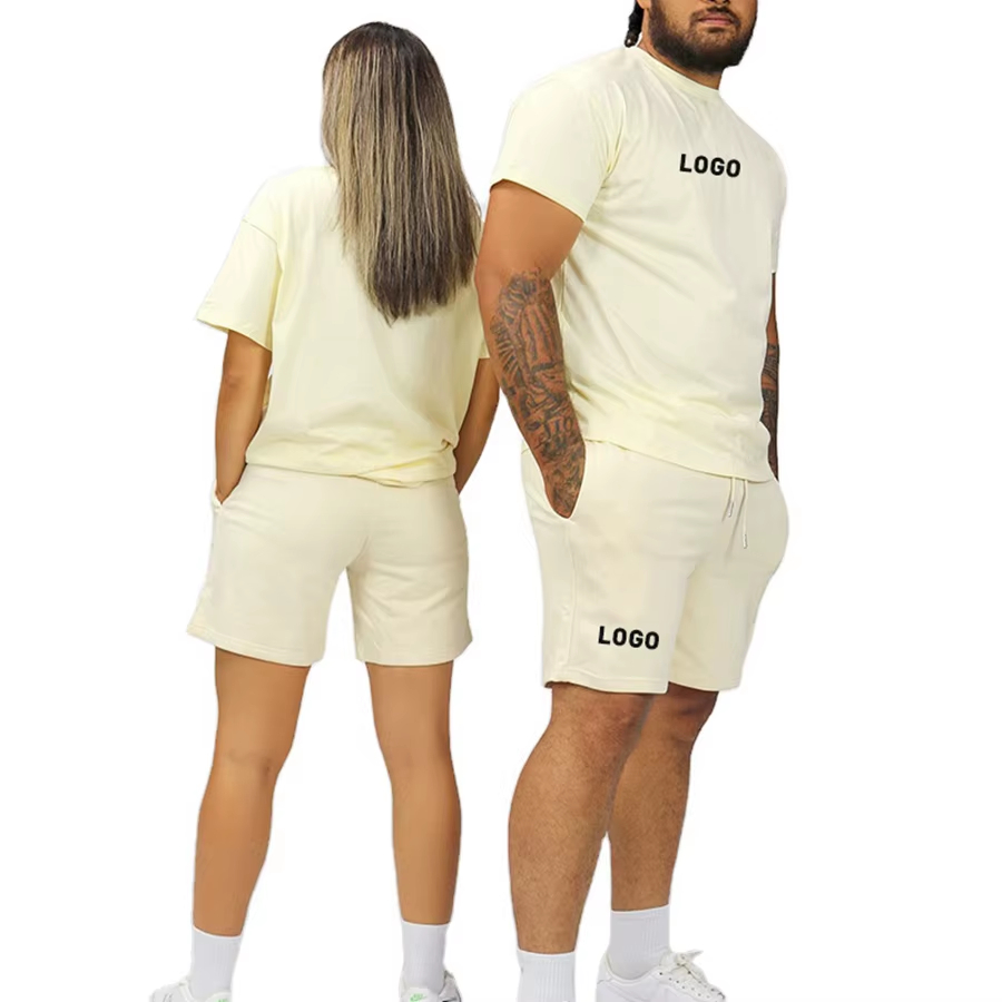Letní unisex tričko, dámské sportovní krátké kalhoty, dvoudílná ženská sada, oblečení