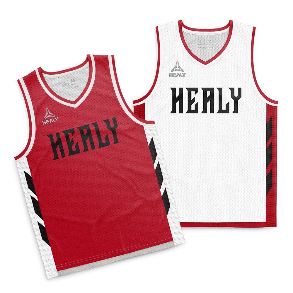 Červeno-bílá košile pro basketbal s V-výstřihem od značky Healy
