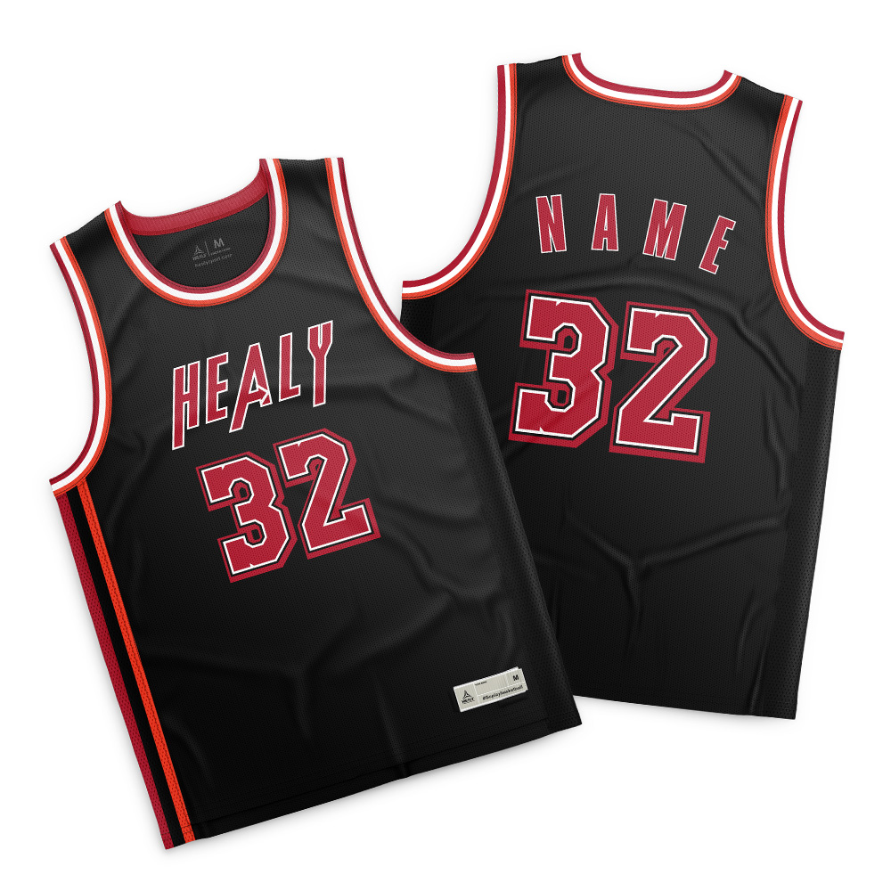 Přizpůsobitelný unisex košile na basketbal, dres, vysoce výkonný, černý a červený, číslo 32, dýchací síťovina, velké rozměry, rychle suchý