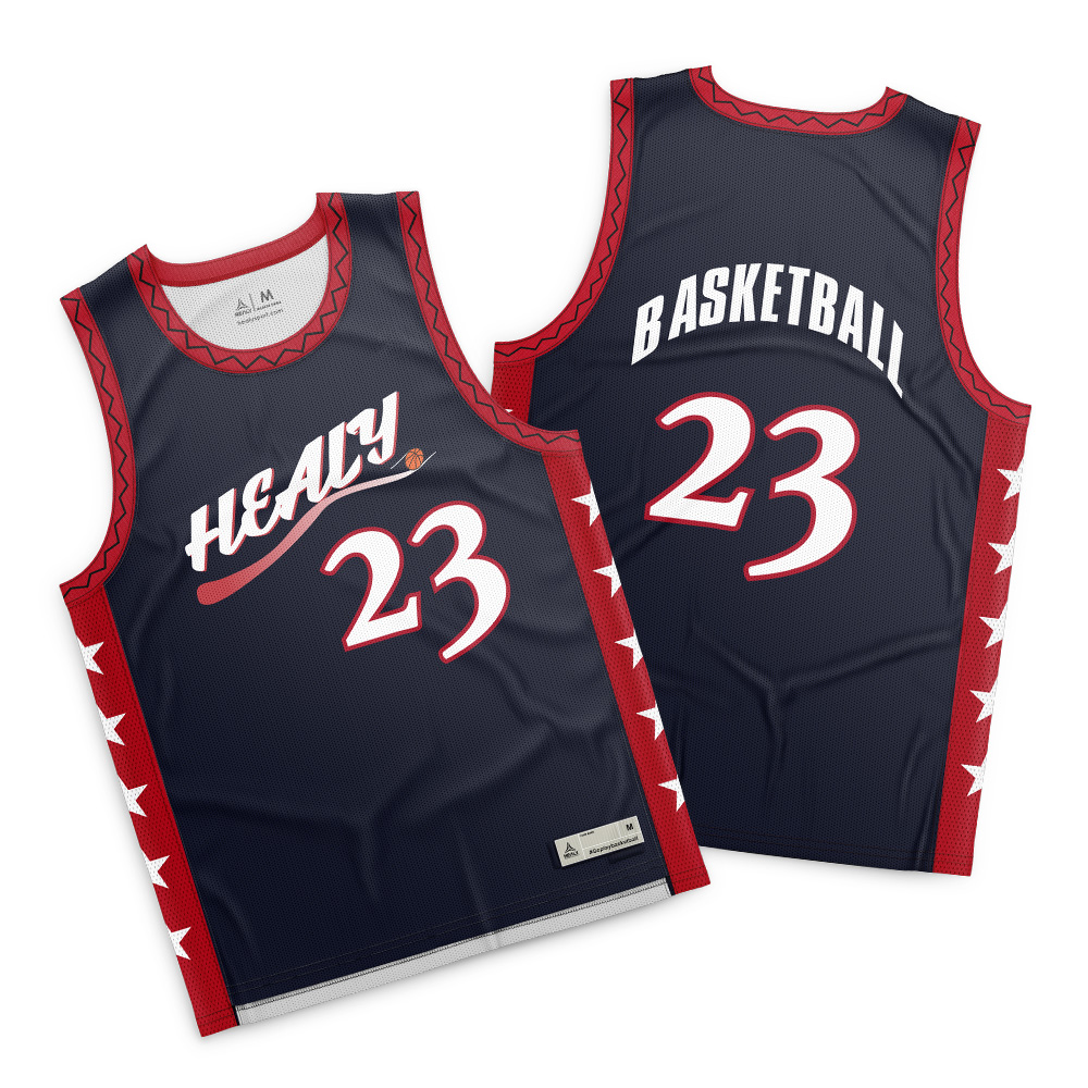 Premium kvalitní košile pro basketbal v modré barvě, styl amerického vintage, dýchavý síťový polyesterový materiál, přizpůsobitelný vzor a design pro muže