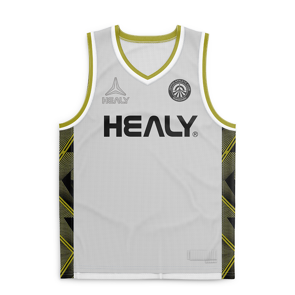 Přizpůsobitelná světle šedá mužská basketbalová košile z dýchavé mřížky pro týmové tréninky a streetwear HEALY, 100 % polyester, rychleschnoucí