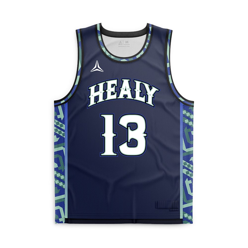 HEALY Men Navy Retro Basketball Jersey Shorts Custom Digital Print Design Comfortable Quick Dry Sport Basketball Uniform Kits