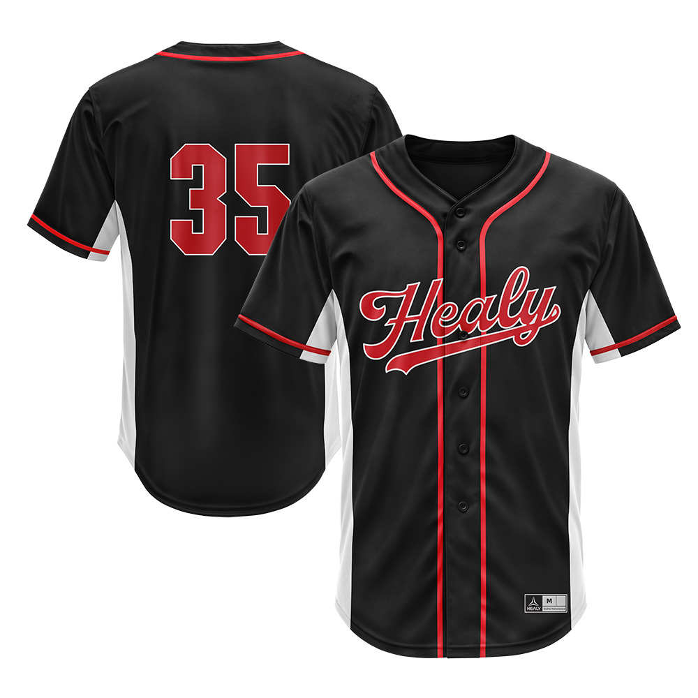 HEALY Men Black Jersey Baseball Adult Custom Baseball Shirt High Quality Polyester Anti-Bacterial Breathable Quick Dry