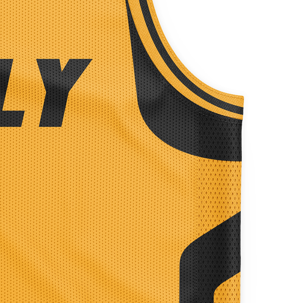 Profesionální černá s goldovým odstínem košile pro basketbal s V-výstřihem od značky Healy
