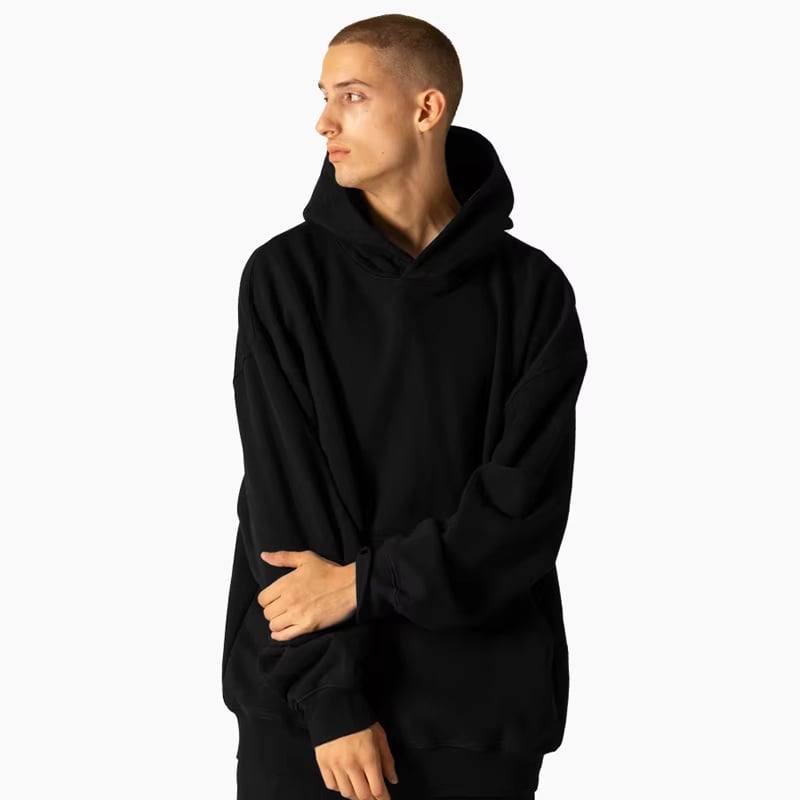 Premium individuální převelké kapuce pro muže, vintage bavlněné svetry bez zipu, těžké vyprané svetry, streetwear styl, čtvercové kapuce