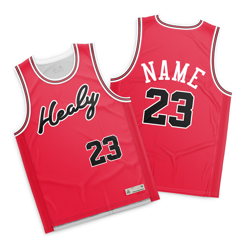 Premium unisex košile na basketbal s individuálním logem, dýchavá, velikostní řada plus size, rychleschnoucí, červená dresová sada, vysoká kvalita HEALY