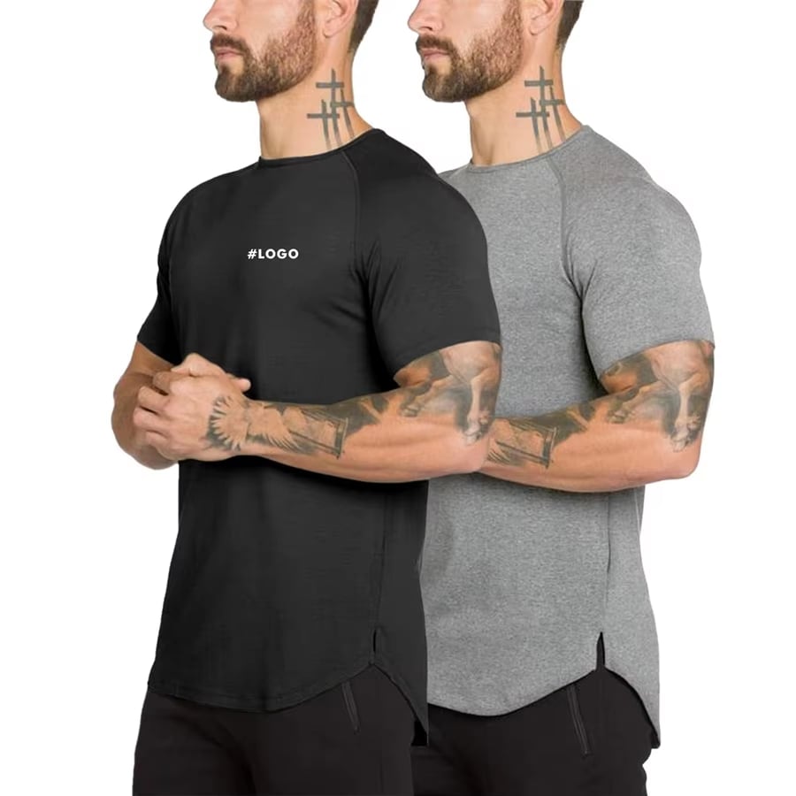Krátce rukávní cvičební mužské trička pro posilovnu, s přiléhavým střihem pro svaly, bavlněné výkonné sportovní tričko pro běh a fitness