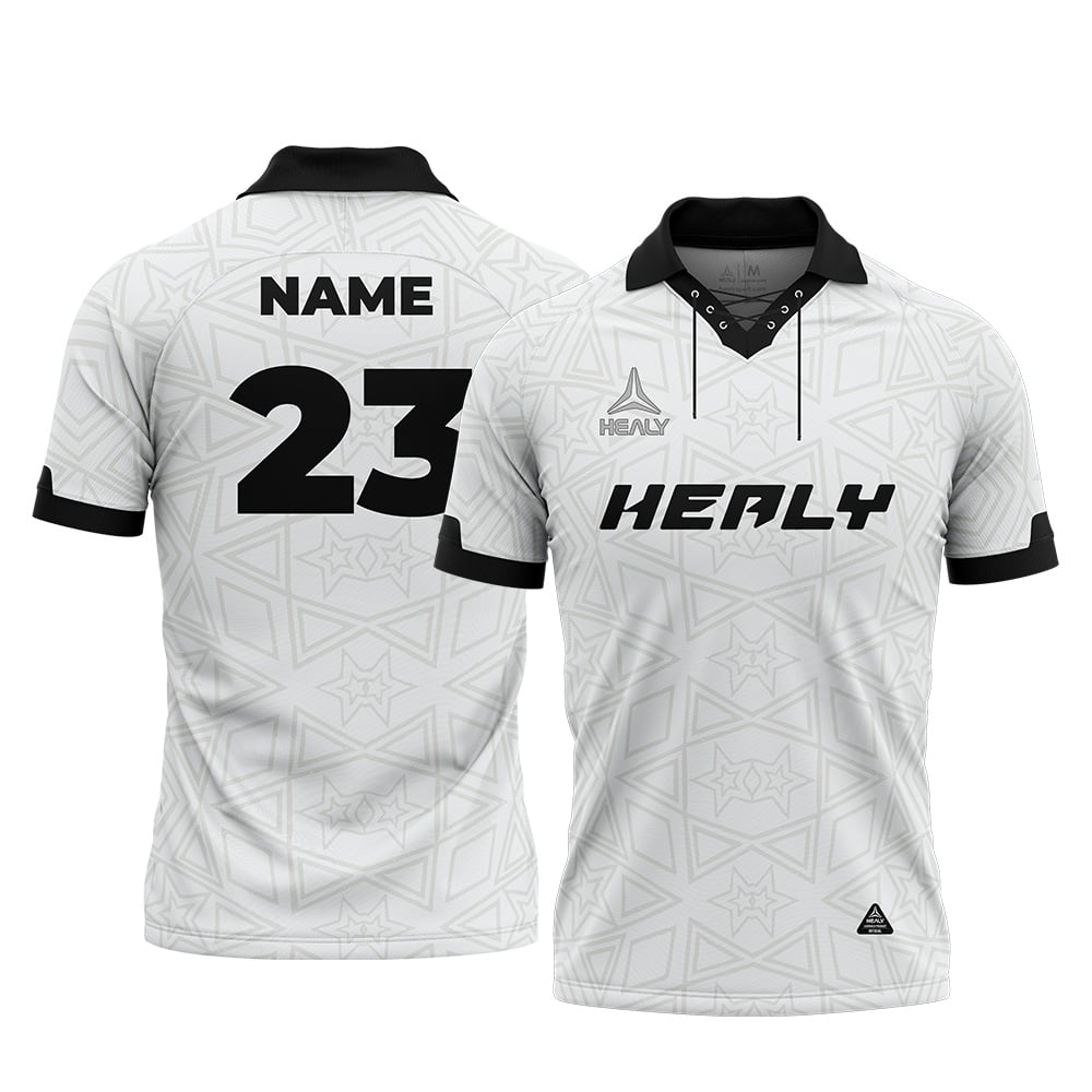 Healy Sleek Durable Soccer Jersey White Star Design Retro Football Uniform for Sport Training Athletic and Casual Daily