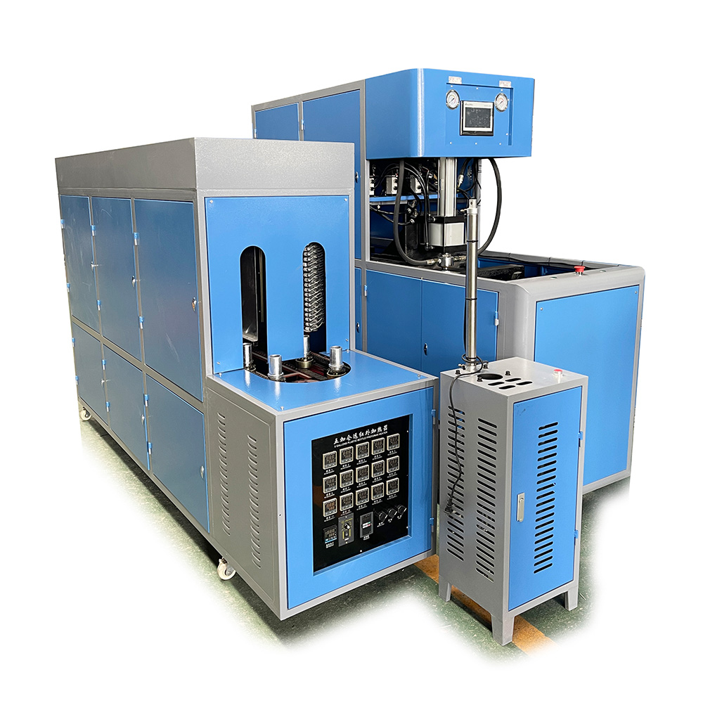 The PVC bottle making machine in action