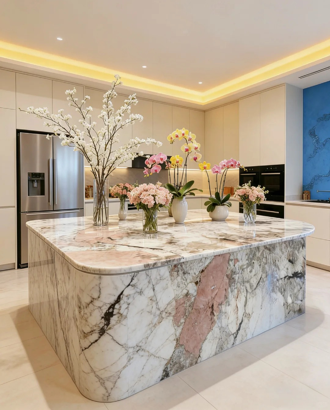 Patagonia quartzite kitchen island for high-end residential interiors