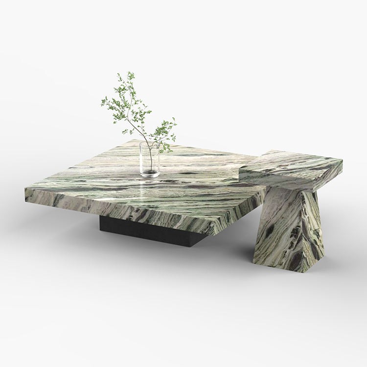 Cloudy jade marble table for luxury living room interior