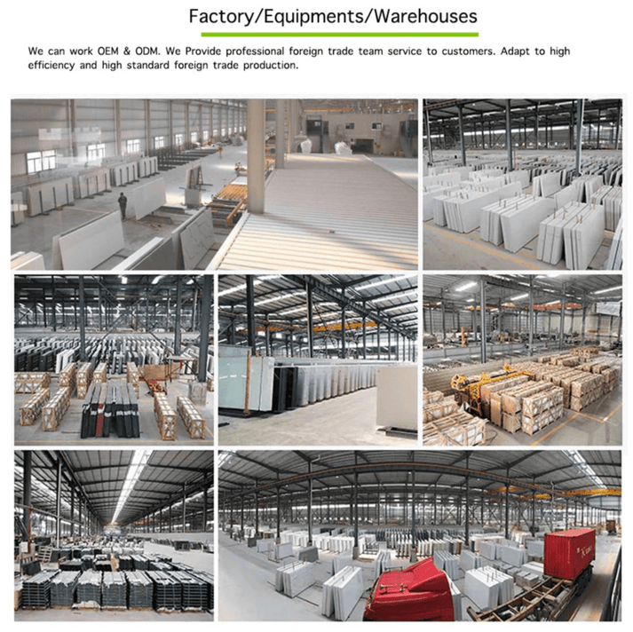 Engineered quartz factory for Calacatta white quartz slab production