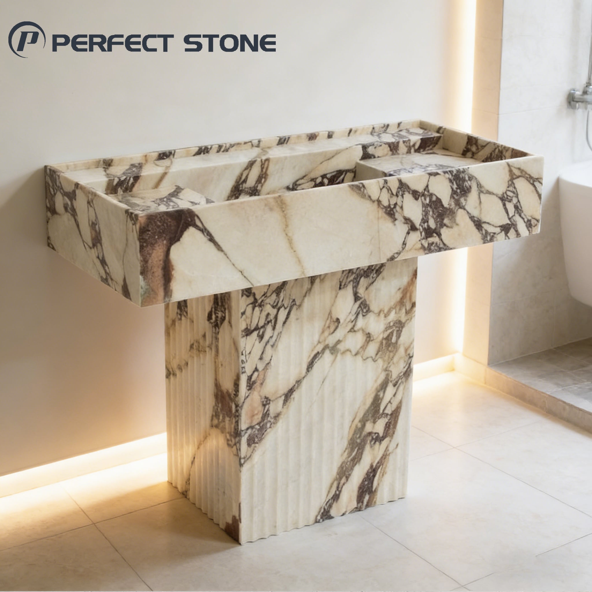 PerfectStone vairumtirdzniecības brīvi stāvošais marmora vannasistabas izlietne augstas klases vilotu un viesnīcu projektu vajadzībām