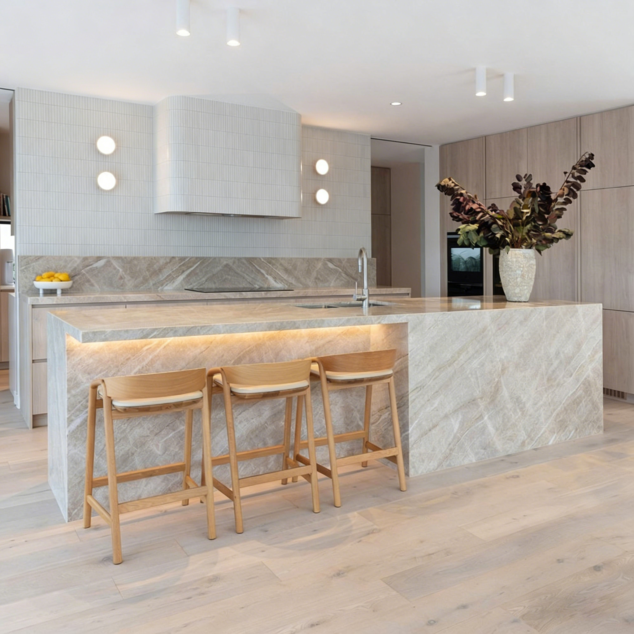 Natural quartzite island countertop for luxury interior decoration