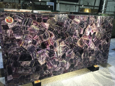 Purple Amethyst Quartz Slab for semi precious stone interiors