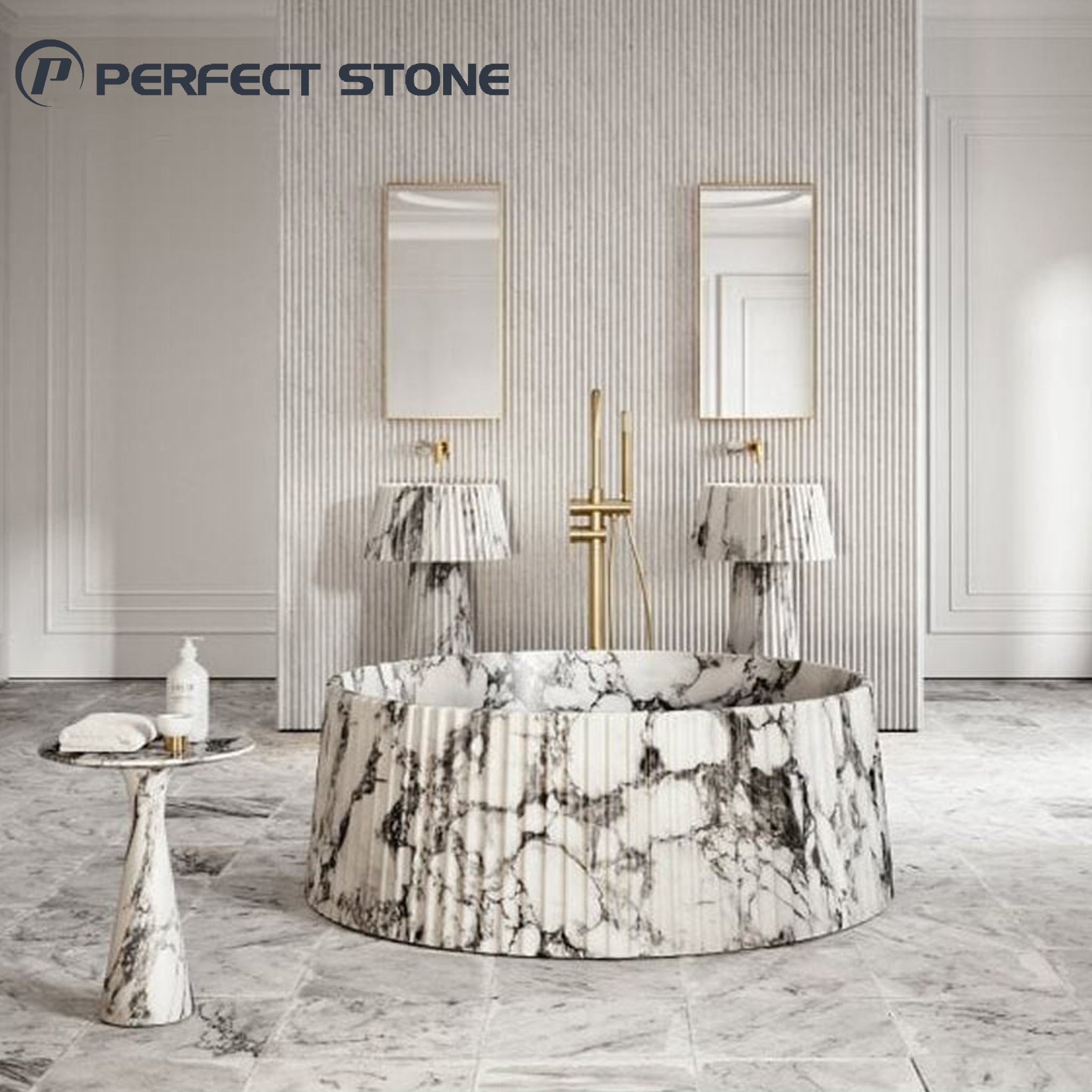 PerfectStone Natural Luxury Arabescato Marble Bathtub Style For Wholesale Construction Hotel Project