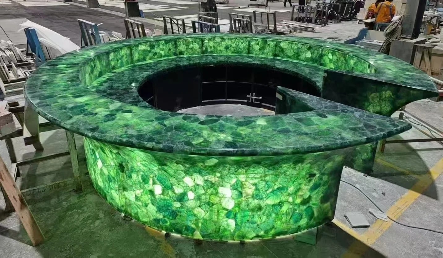 Green Semiprecious Stone Bar counter for luxury interiors