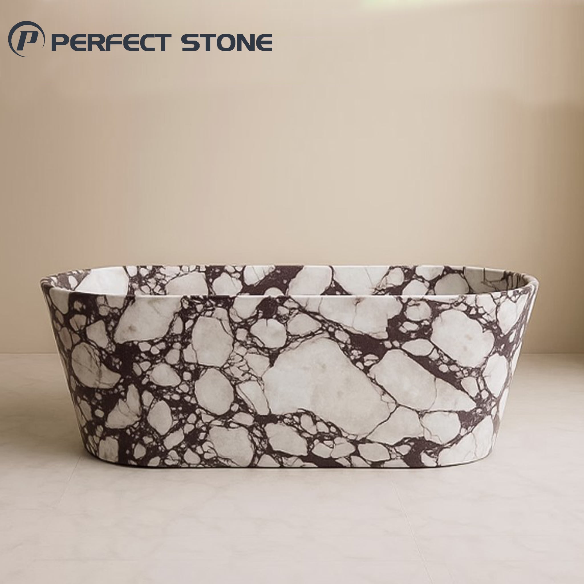 Estilo de diseño de bañera de mármol calacatta viola natural PerfectStone para proyecto interior de hotel