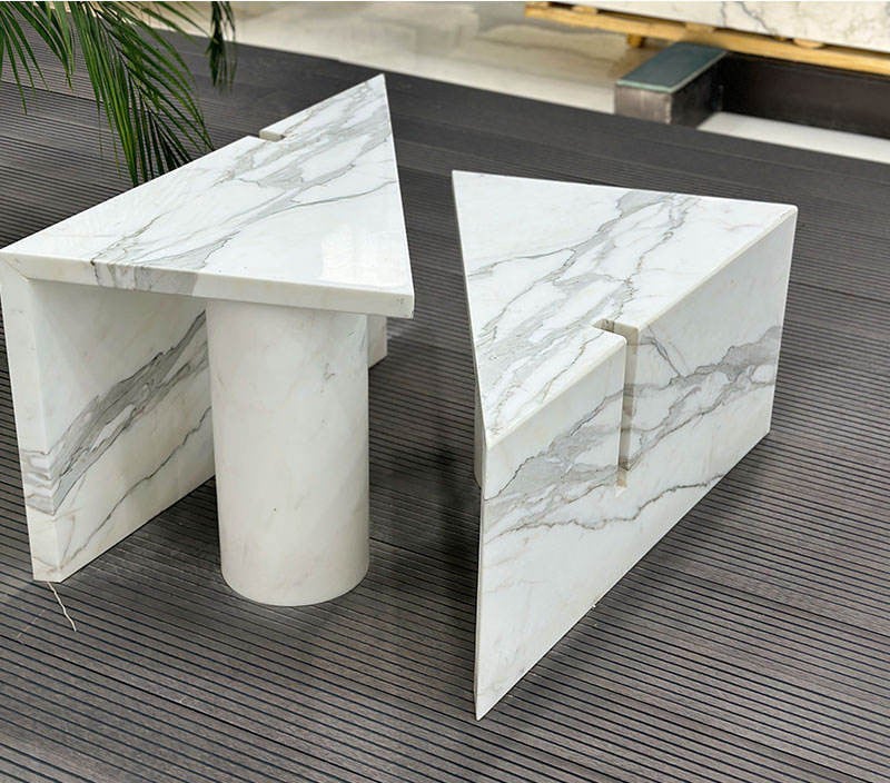 Novel design marble coffee table set with flexible two-table combination