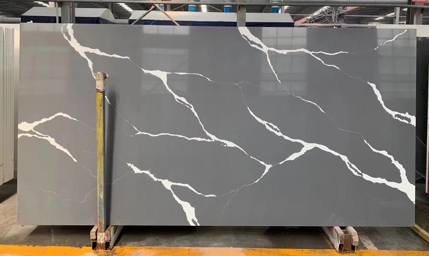 Calacatta Royal Gold Quartz slab for modern kitchen countertops bathroom vanities and wall cladding