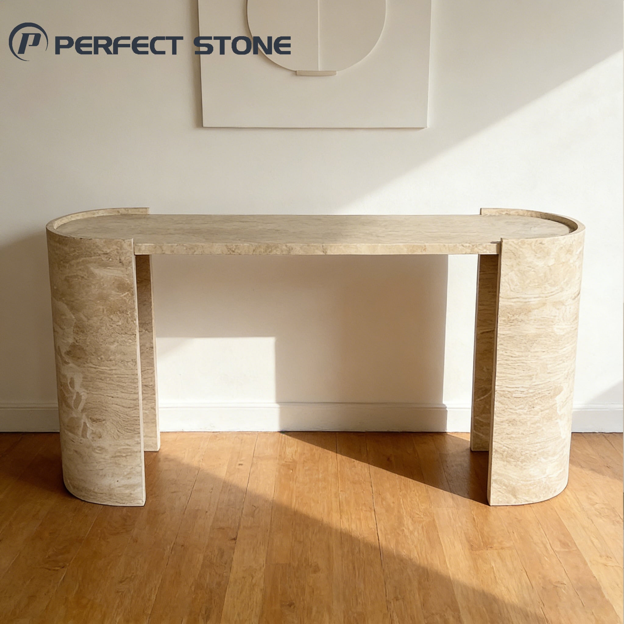 PerfectStone سعر طاولة ركنية من الترافرتين على طراز طبيعي فاخر لمشروع البناء الداخلي