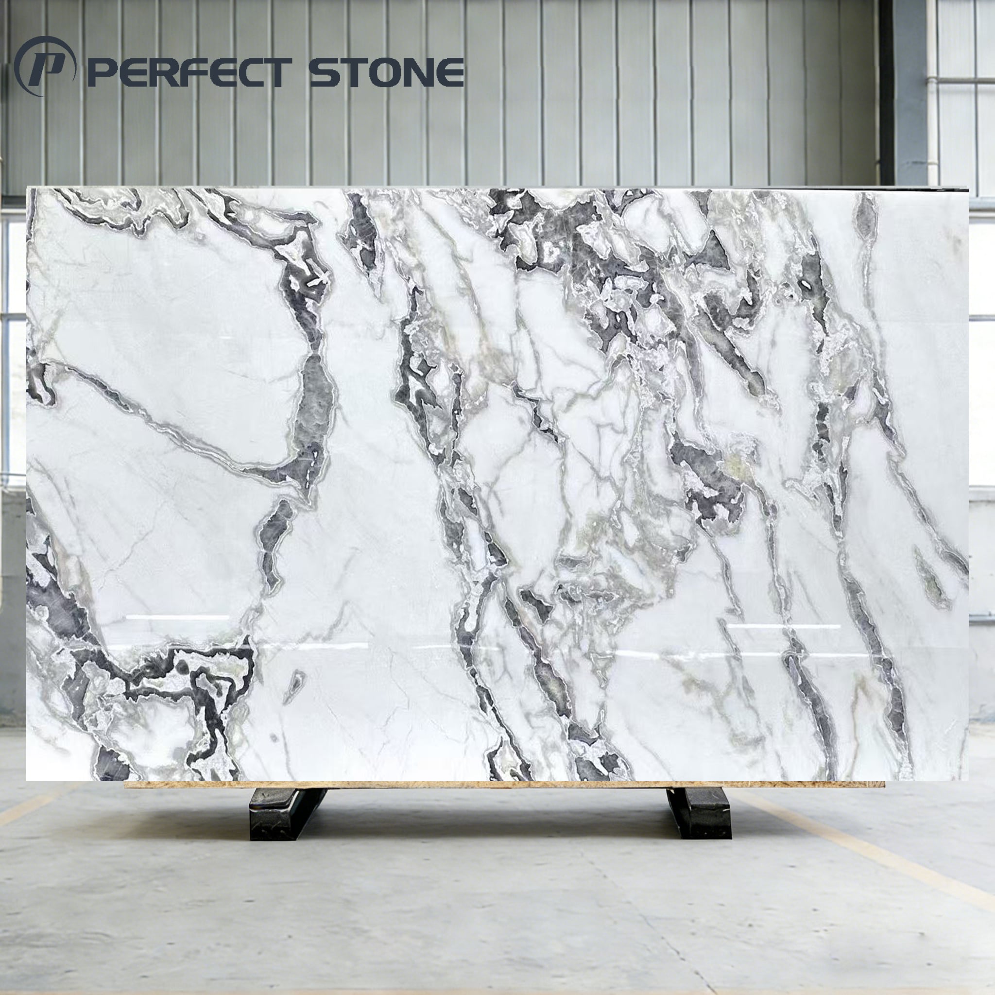 PerfectStone Luxury Waterproof Design Style Oyster White Marble Slab For Whole Construction Project