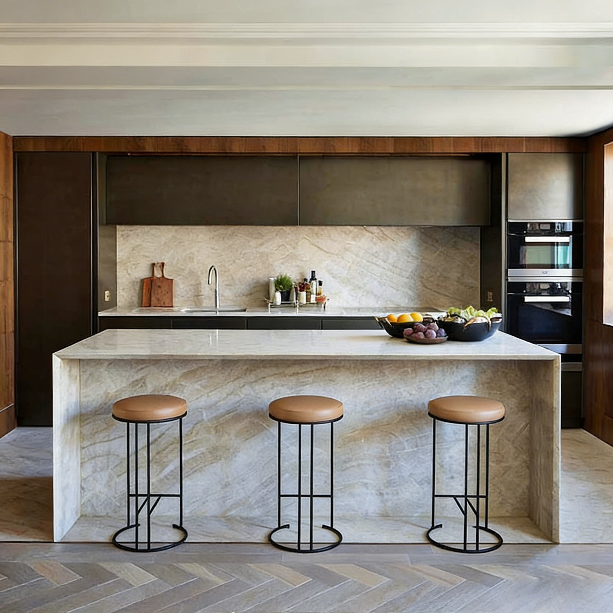 Taj Mahal quartzite benchtop for luxury kitchen island project
